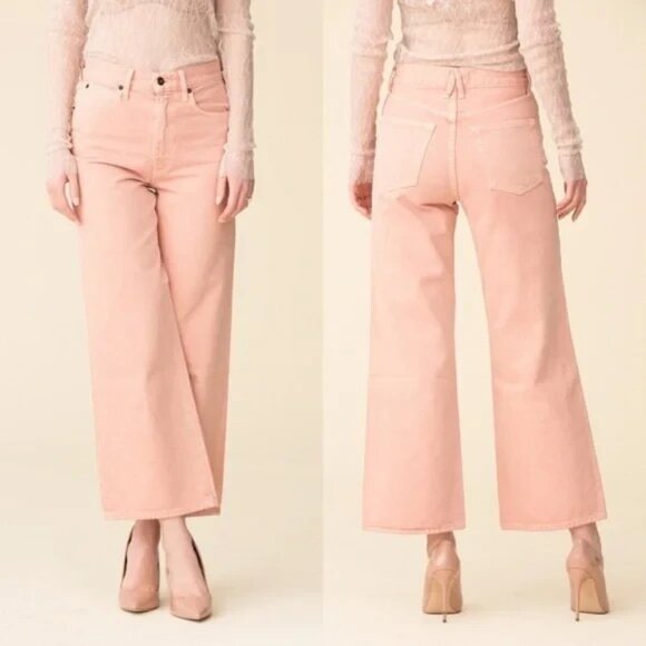 SLVRLAKE Grace Womens High Rise Wide Leg Dusty Pink Denim Jeans 26 Wide Leg NWOT - Picture 1 of 12